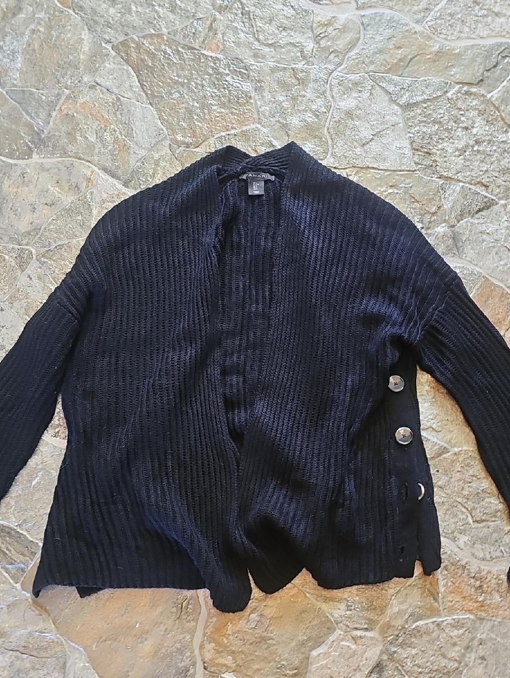 Tahari Open Cardigan with Side Buttons